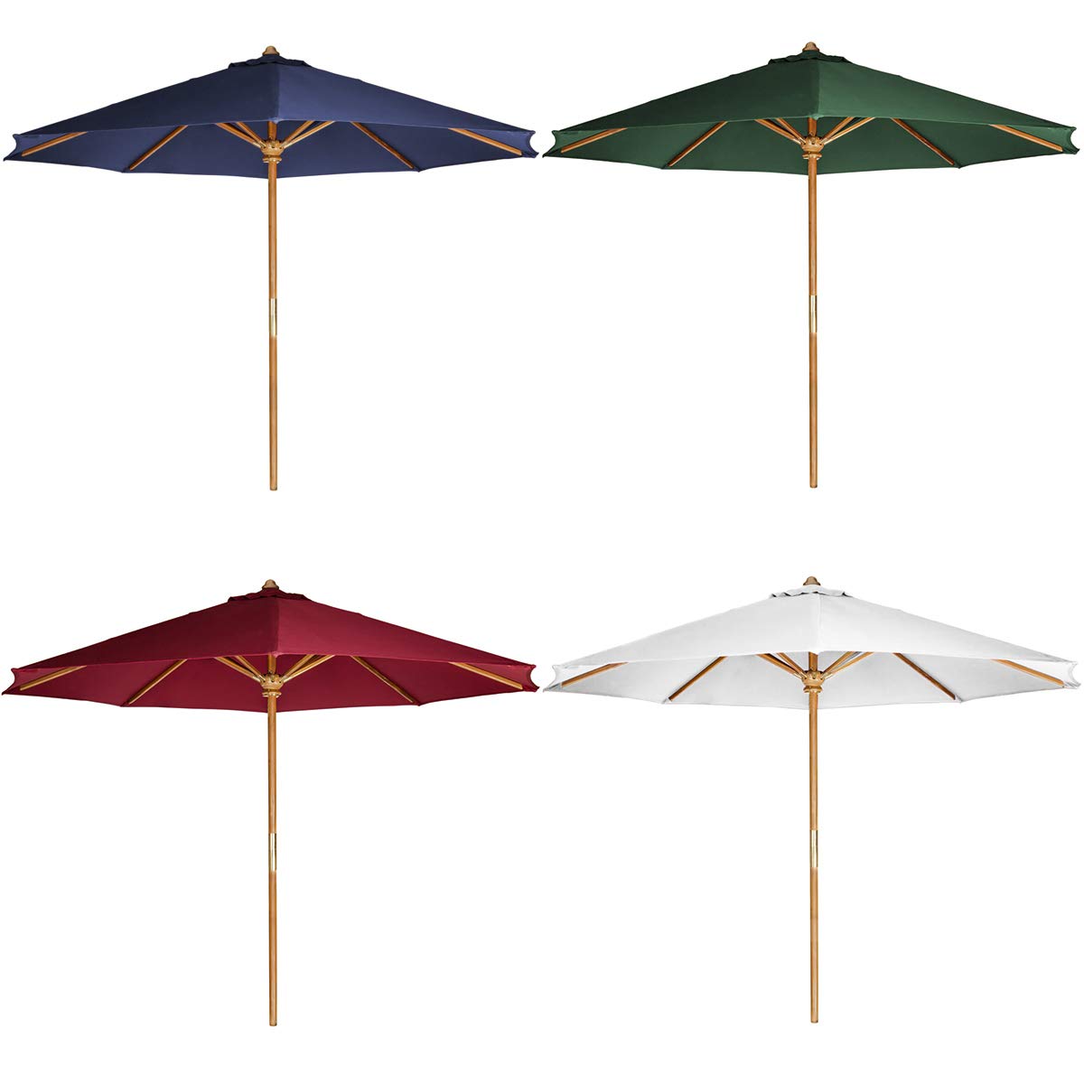 All Things Cedar TU90-W Teak Market Table Umbrella with Canopy, White All Things Cedar
