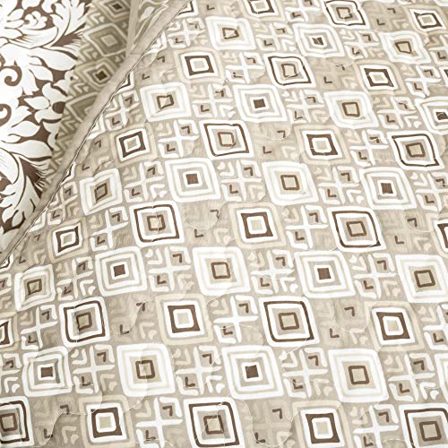 Lush Decor Boho Stripe Reversible Cotton Quilt 3-Piece Set, King, Neutral - Bold Colorful Bohemian Bedding Set Lush Decor