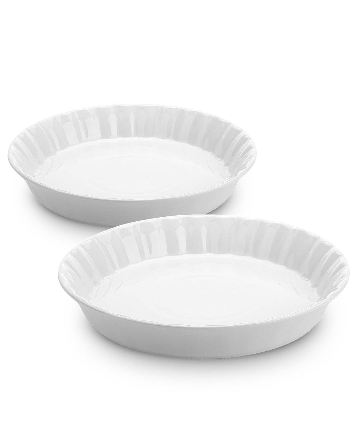 BTAT- Ceramic Pie Dish, 2 pcs, 10.5" and 9.5", White Pie Pans for Baking, Deep Dish Pie Plate, Deep Dish Pie Pan, Deep Pie Dish for Baking, Pie Plates for Baking, Deep Pie Dish, Pie Baking Dish Brew To A Tea