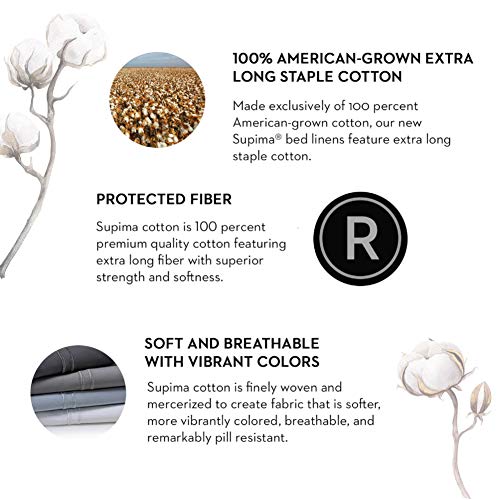 MALOUF Supima Premium Cotton Sheets-100 Percent American Grown Long Staple-Sateen Weave-Extra Deep Pockets-Single Ply-600 Thread Count-King-Charcoal, King MALOUF