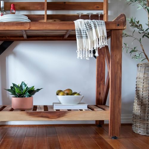 Backyard Discovery Table Serving Bar-Acacia Wood Potting Bench, Brown Backyard Discovery