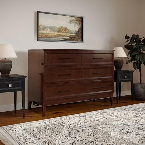 AFI, Santa Fe Full Murphy Bed Chest with 6" Mattress & Built-in USB Charger, Walnut AFI