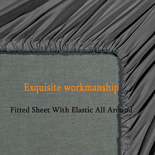 SONORO KATE Bed Sheet Set Super Soft Microfiber 1800 Thread Count Luxury Egyptian Sheets Fit 18-24 Inch Deep Pocket Mattress Wrinkle-6 Piece (Dark Grey, King) SONORO KATE