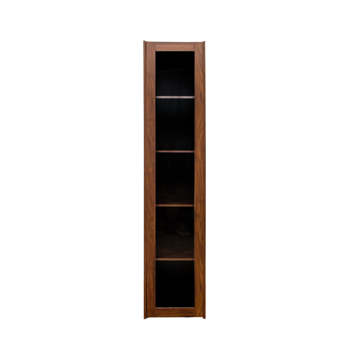KWOJU 70.87" H Display Cabinet with Glass Doors and LED Lights,Walnut Bookcase with 5 Shelves, Curio Storage Cabinet for Kitchen, Dining Room,Bedroom KWOJU