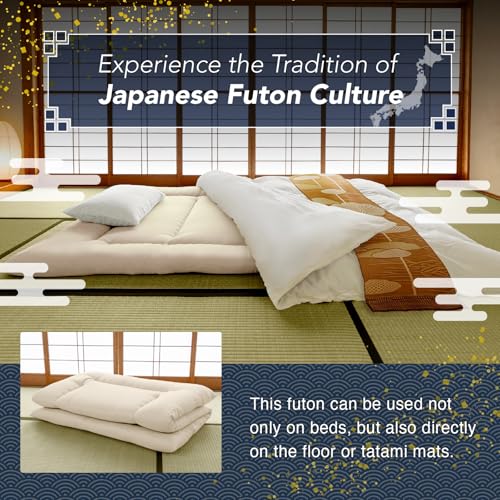 MORIRIN Japanese Futon Floor Mattress, Firm-Core SHIKIBUTON, Made in Japan, Twin MORIRIN