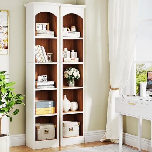 Tribesigns Narrow 5-Tier Bookcase - 70.9-Inch Tall White & Oak Corner Display Shelves Tribesigns
