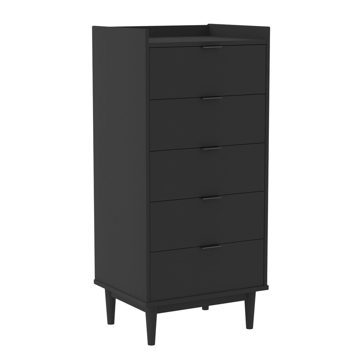 Walker Edison Blythe Scandi Minimalist 5-Drawer Solid Wood Dresser, 43 Inch, Black Walker Edison