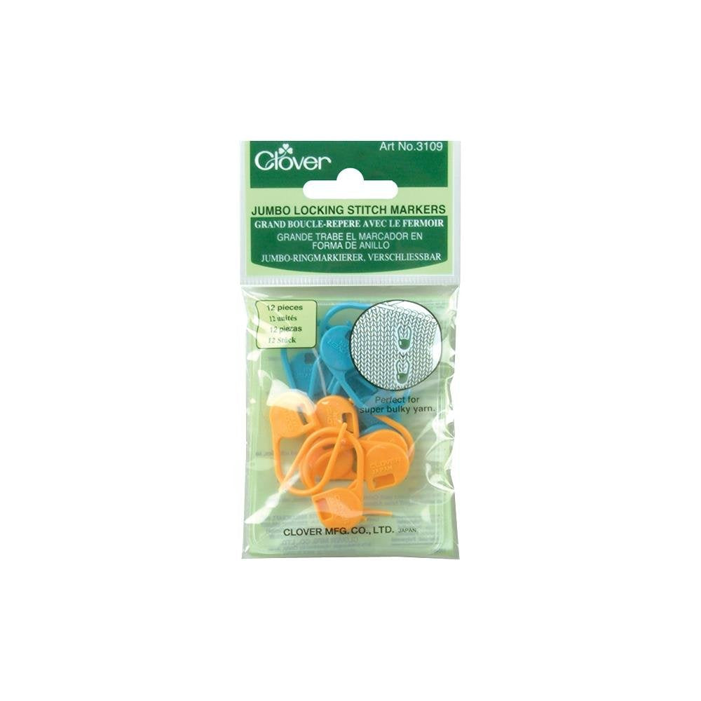 Clover 3109 Jumbo Locking Stitch Markers, blue, orange Clover
