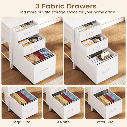 SEDETA Corner Computer Desk, Convertible 94.5" Gaming Desk with Storage Drawers, Hutch and Pegboard, L Shaped Office Desk with Power Outlet, LED Lights for Home Office, White SEDETA