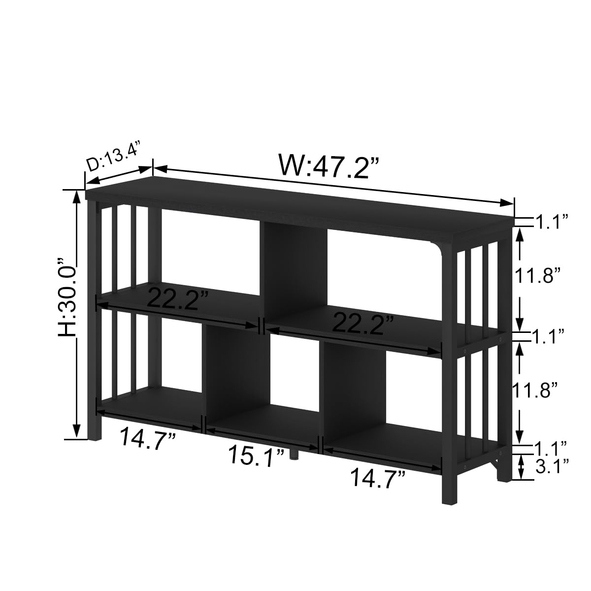 IBF Industrial Modern 5-Cube Storage Organizer Bookshelf in Black Oak, 47 Inch IBF