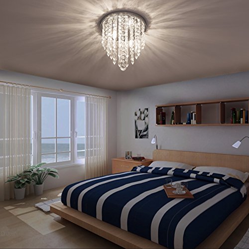 lifeholder Mini Chandelier, Crystal Chandelier Lighting, 2 Lights, Flush Mount Ceiling Light, H10.4'' x W8.66'' Modern Chandelier Lighting Fixture for Bedroom, Hallway, Bar, Kitchen, Bathroom lifeholder