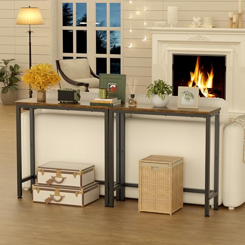 GRLEAF 29.5" Narrow Console Table, Small Entryway Table, Thin Hallway Table Skinny Sofa Side Display Table for Entrance, Bedroom, Living Room, Foyer, Corridor, Office - Rustic Brown (9.5" Deep) GRLEAF