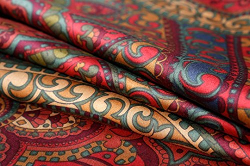 Eikei Boho Paisley Print Luxury Duvet Quilt Cover and Shams 3pc Bedding Set Bohemian Damask Medallion 350TC Egyptian Cotton Sateen (Twin, Spanish Red) Eikei
