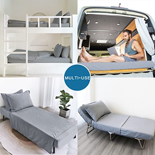 SPRINGSPIRIT Cot Sheets 30" x 75" x 9", 4 Piece Cot Sheet Set, Cot Size Fitted Sheets with Narrow Twin/Camp Bunk/Rvs Bunk/Guest Beds/Trifold Mattress, Grey SPRINGSPIRIT
