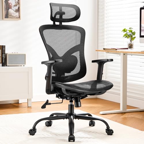 Marsail Ergonomic Mesh Office Chair,Ergonomic Desk Chair with 2D Headrest,Adjustable Lumbar Support & Up and Down Armrest Marsail