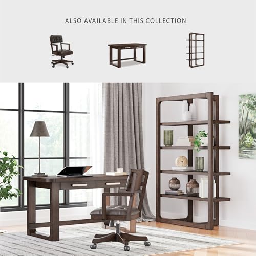 Signature Design by Ashley Breckington Contemporary Wood Framed 76" Bookcase with 4 Shelves, Dark Brown Signature Design by Ashley