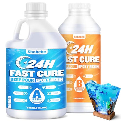 24H Deep Pour Epoxy Resin 0.75 Gallon, Fast Cure Casting Resin Kit for 1-2" Depths, Bubble Free & High-Gloss Food Safe Resin Epoxy, Heat Resistant for Charcuterie Board, Serving Trays & Resin Coasters