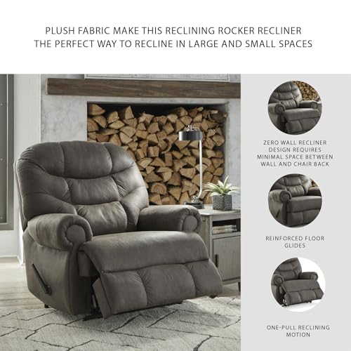 Signature Design by Ashley Camera Time Classic Tufted Faux Leather Zero Wall Recliner, Gray Signature Design by Ashley