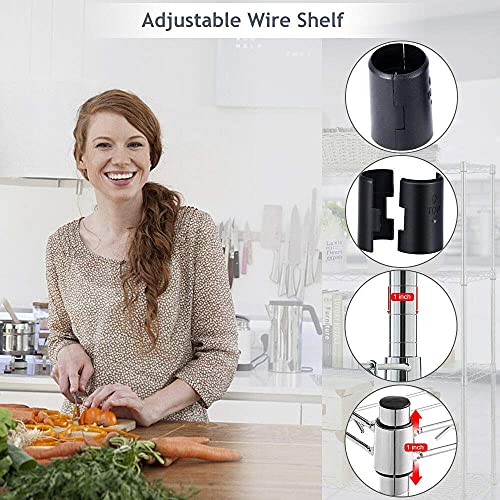 Wire Shelving Unit Commercial Metal Shelf Adjustable Layer Rack Strong Steel for Restaurant Garage Pantry Kitchen Garage (36×14×72, Black) BestOffice