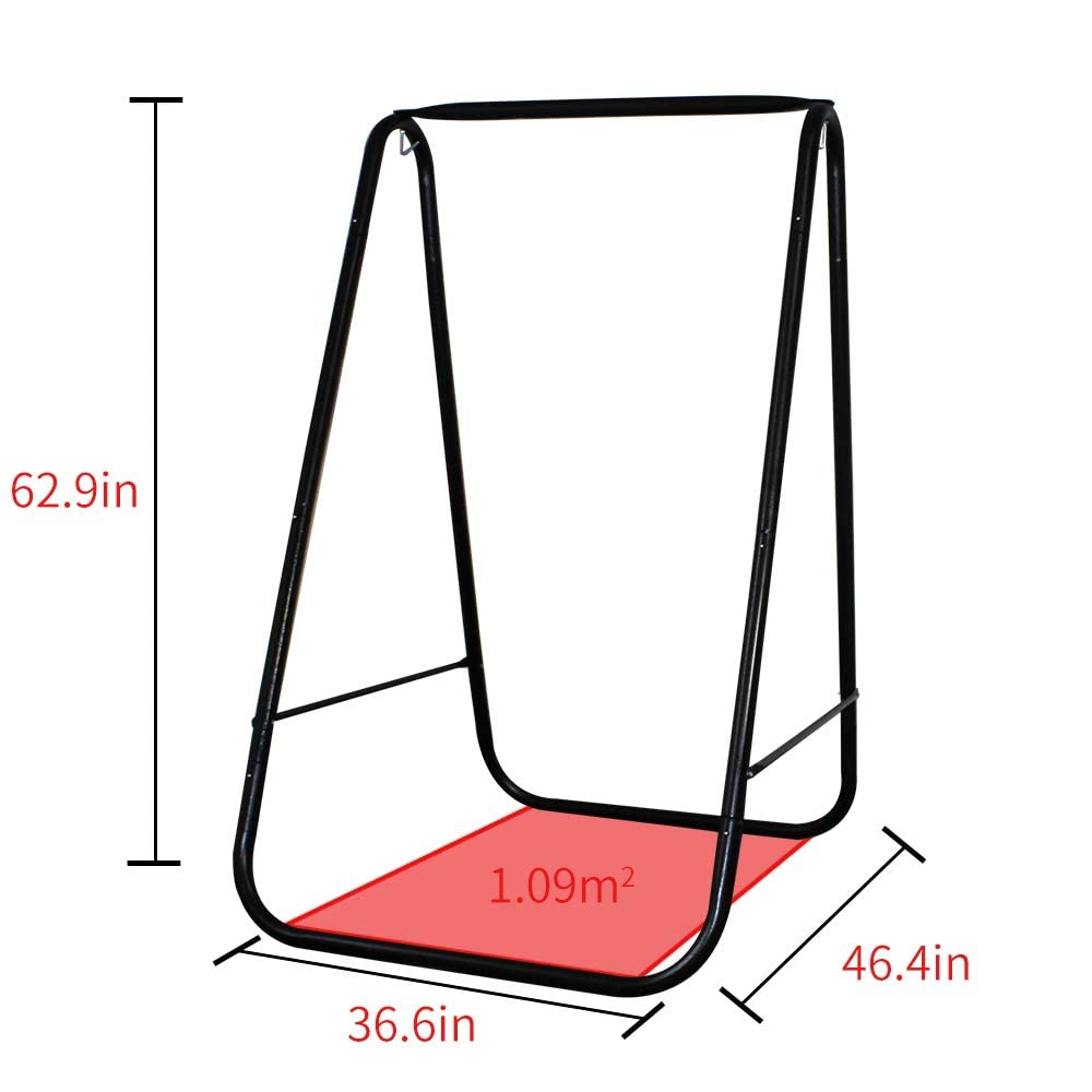 PIRNY Hammock Chair Stand,Include Large Hanging Indoor Swing,MAX Load 500 LBS, Heavy-Duty Steel Hammock Stand for Indoor Outdoor(Grey) PIRNY