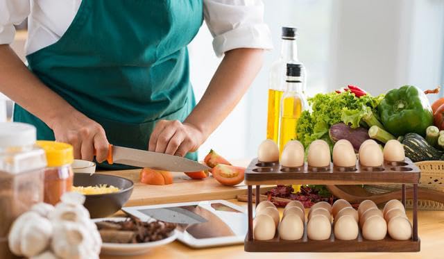 Acacia Wooden Double Layer Egg Holder, 36 Capacity Farmhouse Kitchen 2 Tier Fresh Egg Storage Rack Basket, Deviled Egg Plates Egg Tray Organizer for Countertop Lurockie