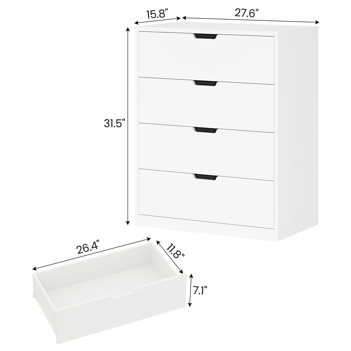 HAUOMS Modern 4 Drawer Dresser, White Chest of Drawers for Bedroom,Closet Dressers with Drawers for Living Room, Entryway, Hallway HAUOMS