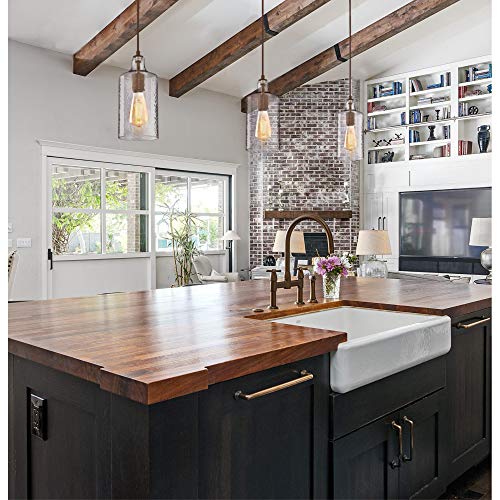 Westinghouse 6371300, Barnwood Finish with Clear Textured Glass Carmen One-Light Indoor Mini Pendant, Size Westinghouse