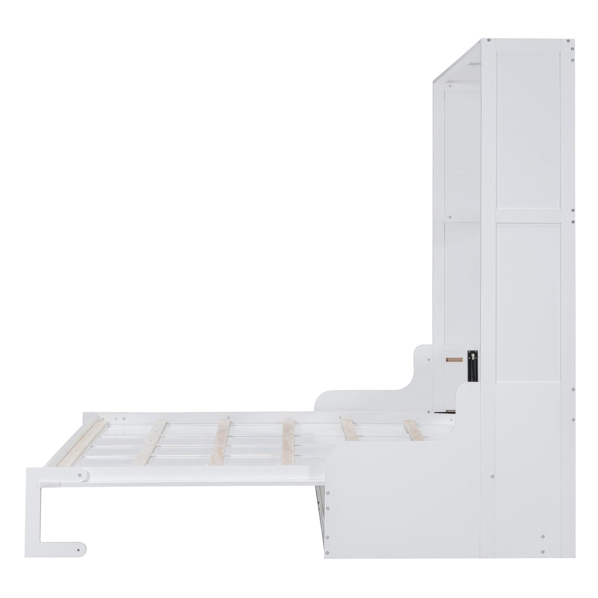 Merax Queen Size Murphy Bed, Wooden Queen Murphy Bed Wall Bed with Sofa and Cushion, for Home Office or Small Room, White Merax