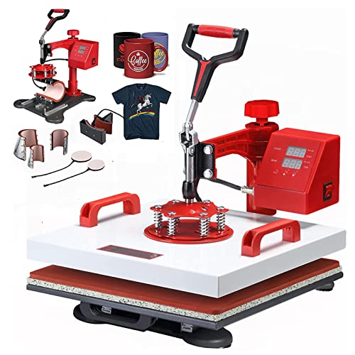 ENPAP Heat Press 15x15 Inch 8 in 1 Heat Press Machine 360-Degree Swing Away Digital T Shirt Press Machine Multifunction Sublimation Combo for T Shirts Mugs Hat Plate Cap Bottle ENPAP