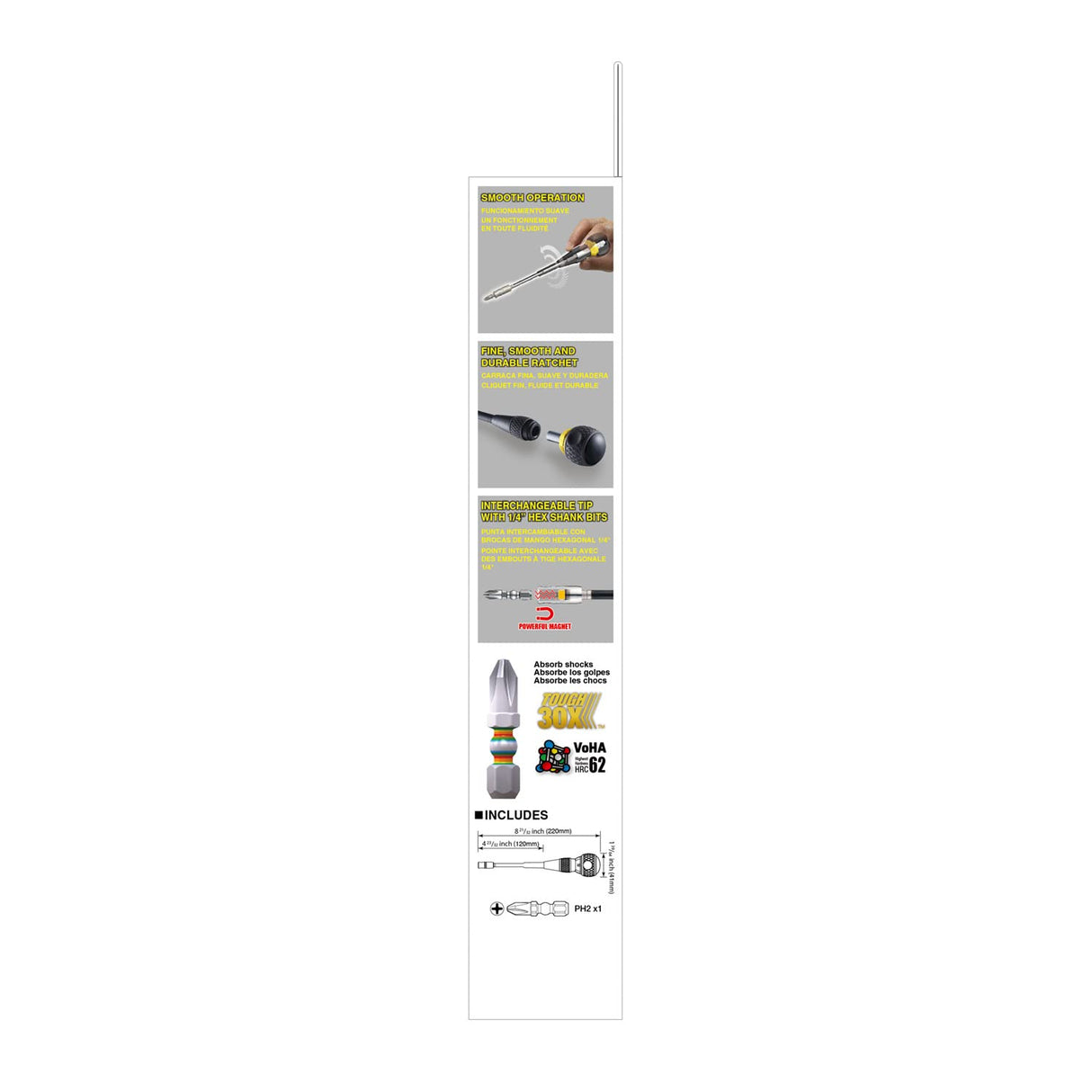 VESSEL - BALL GRIP Ratchet Interchangeable Screwdriver 2200MBH120 VESSEL