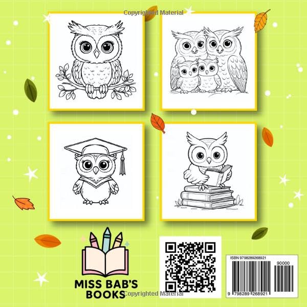 Cute Owl Bold & Easy Coloring Book: Funny & Relaxing Stress Relief Activity Pages for Kids, Teens, and Adults | 40+ Pages for All Ages Paperback (Bold & Easy Animals) Majosta