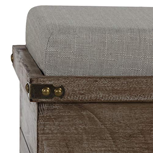 Cortesi Home Scusset Storage Chest Tray Ottoman in Fabric and Wood, Grey, 15.75"W x 15.75"L x 15.5"H Cortesi Home