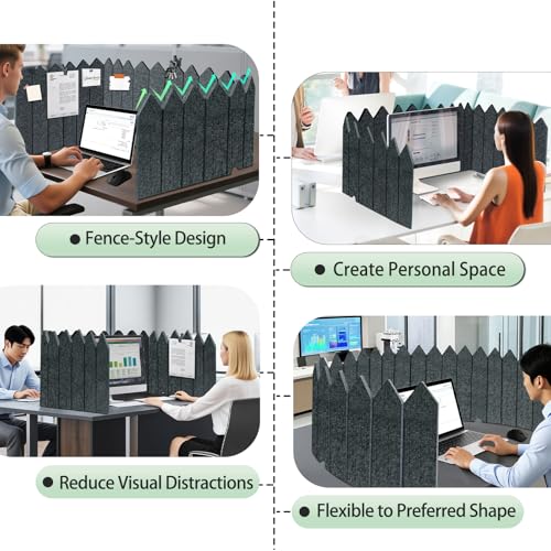 BXI Foldable Felt Desk Divider, 16.5 x 86 Inches Non-Tip Privacy Panel Partition, Versatile Cubicle Shield with Clips for Hanging Notes & Items, Acoustic Table Screen for Office Home Classroom BXI