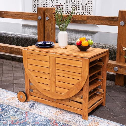 Cambridge Casual Miami Teak Wood Patio Dining Set with Cast Shale Cushion, Natural Teak/Cast Shale Cambridge Casual
