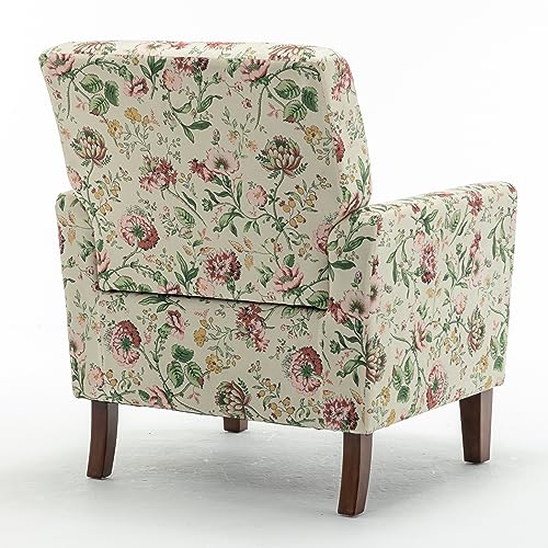 Container Furniture Direct Contemporary Accent Arm Chair with Birch Wood Frame and Velvet Upholstery, Armchair for Office and Living Room Decor, Removable Cushions, 04 Printed Fabric Container Furniture Direct
