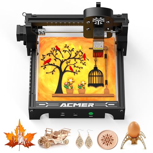 ACMER S1 Laser Engraver for Beginners, 6000mW Lazer Engraving Machine with 130x130mm Working Area, Laser Cutter for Wood, Acrylic, Leather, DIY Crafts & Small Business ACMER