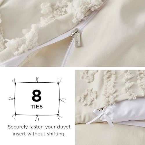 Bedsure Boho Twin Duvet Cover, Soft & Comfortable Elegant Design Boho Bedding for Decoration, Machine Washable Comforter Cover for All Seasons,Includes 1 Duvet Cover & 1 Pillow Sham,Beige Bedsure