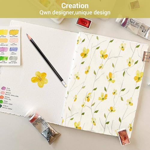Softan Yellow Floral Bed Sheets Full Flower Printed Sheets - Patterned Microfiber Fitted Sheets Full with 15" Deep Pocket & Non-Slip Straps, Cute Flower Sheets & Pillowcase Set Softan