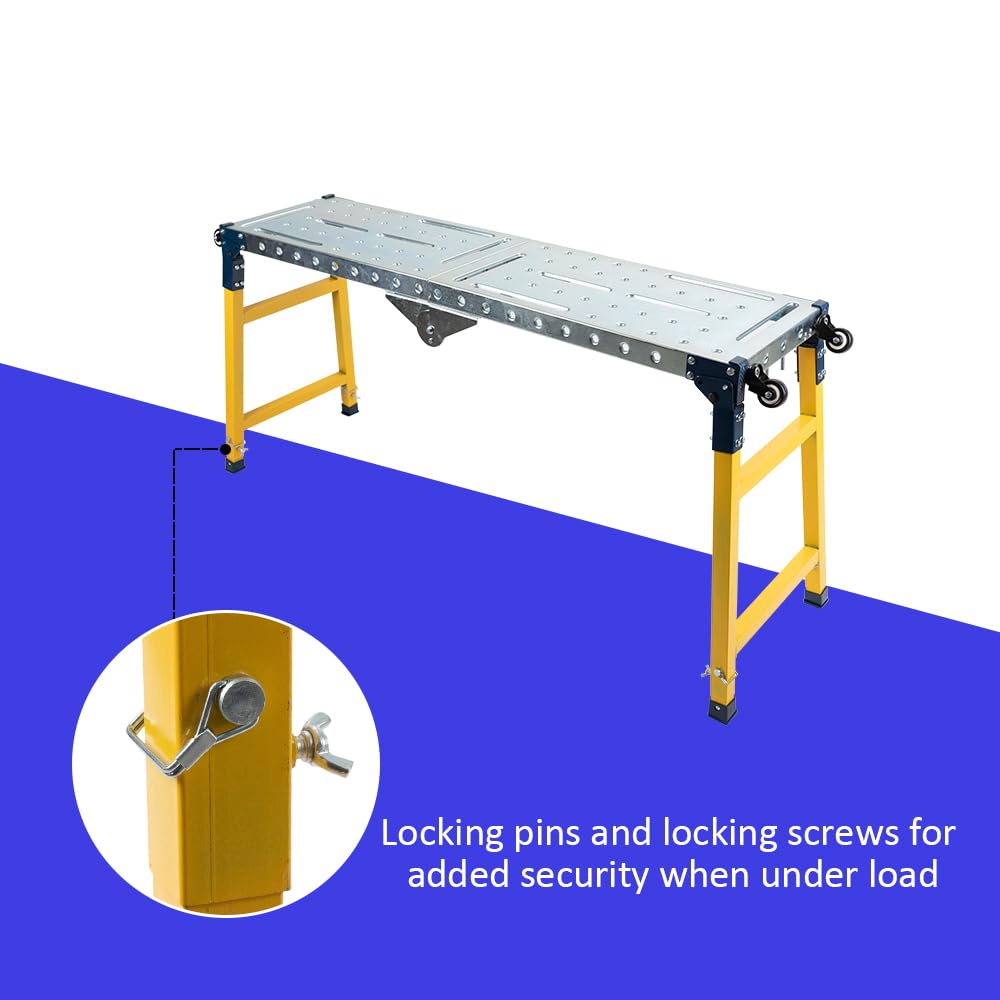 Yeeoy Portable Welding Table, 1100lbs Load Capacity Steel Welding Table with Wheels, Folding Workbench for Workshop Garage Office Yeeoy