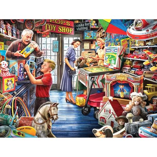 Bits and Pieces Set of 3 Jigsaw Puzzles 500 Pieces, Nostalgic Shopping Set Bits and Pieces