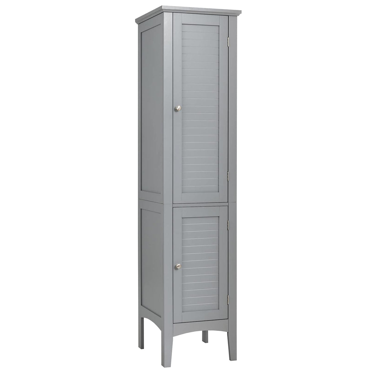 Tangkula 5-Tier Freestanding Grey Bathroom Storage Cabinet with Doors and Shelves Tangkula