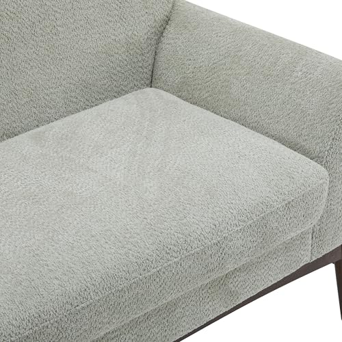 Christopher Knight Home Canna Boucle Flared Arms Loveseat, Comfy Upholstery 2 Seater Sofa, Wooden Frame Living Room Chair, Soft Seating Lounge Sofa for Bedroom/Office, Light Green + Walnut Christopher Knight Home