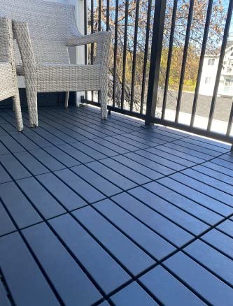 36 sq. ft Plastic Interlocking Deck Tiles, 36 Pack,12"x12" Waterproof Outdoor Flooring All Weather Use, Patio Floor Decking Tiles for Porch Poolside Balcony Backyard, Dark Grey MinCHI257