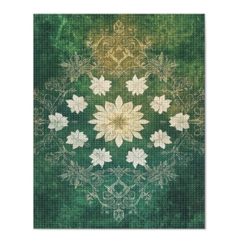 Green Floral kaleidoscope-107279 Diamond Painting Kits, DIY 5D Paint for Adults Kids, Full Drill Crystal Diamond Drawing Suitable for Home Wall Decoration Fhuyiks