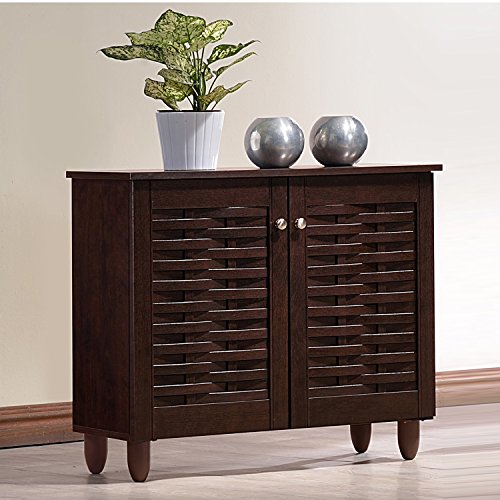 Wholesale Interiors Baxton Studio Winda Modern and Contemporary 2-Door Dark Brown Wooden Entryway Shoes Storage Cabinet - Baxton Studio
