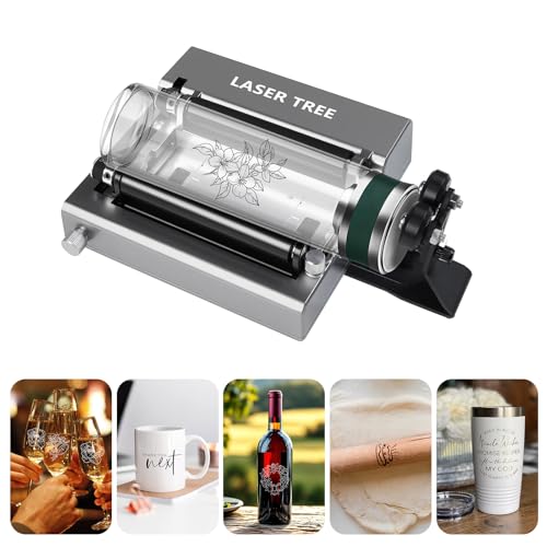 LASER TREE Rotary Roller for Laser Engraver, Y-axis Laser Engraver Attachment 360° Rotation, a Good Partner for Laser Engraving Machine LASER TREE