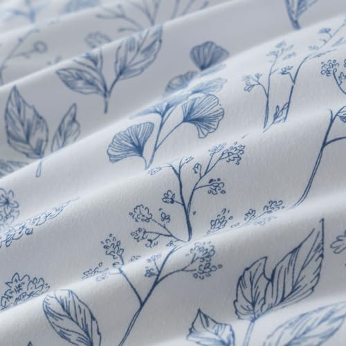 Jane yre Duvet Cover Twin Flowers Brushed Microfiber 3 Pieces Floral Bedding Set Twin Garden Style Blue Floral Pattern Flower Twin Duvet Cover with Zipper Closure Luxury Soft Breathable Comfy Jane yre