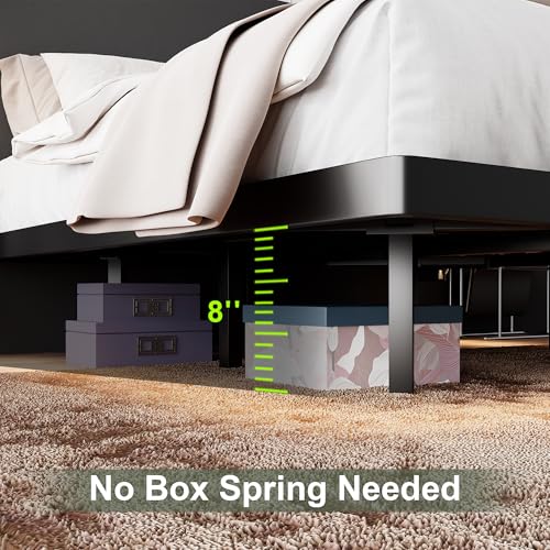 Feonase King Size Floating Bed Frame with LED Ambient Lighting and Charging Station Feonase