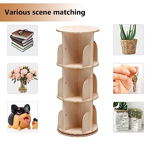 Lexza 3-Tier Rotating Bookshelf for Kids and Adults – Stylish Wood Storage Solution Lexza