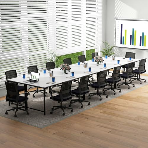 Tangkula 60" Conference Desk Set of 6, Modern Boardroom Desk with Storage Bag, Headphone Hook, Sturdy Metal Frame, Rectangular Seminar Table with Charging Station Tangkula